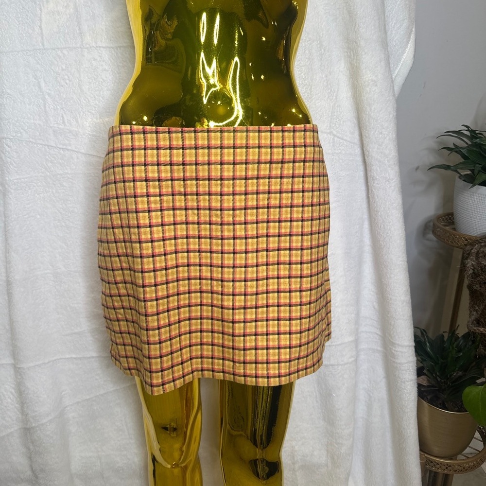 True 90s Vintage Clueless Urban Outfitters Yellow Plaid Mini Skirt A-Line Medium